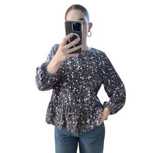 Barbour Amelda Ditsy Floral-Print Peplum Top US 10